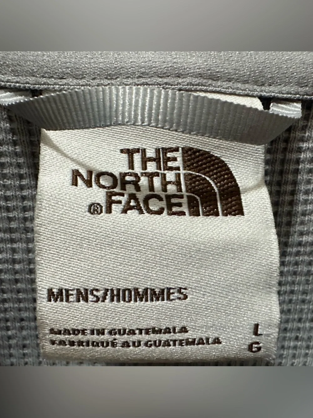 The North Face waffle-knit thermal hoodie size Large gray